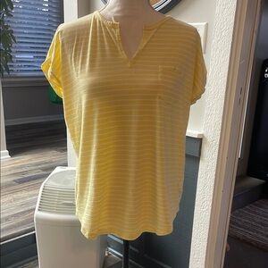 Chaps Yellow Cuffed Sleeve T-Shirt Relaxed Fit